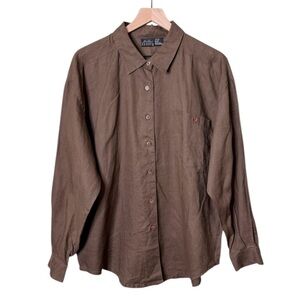 NWT Boutique Europa 100% Linen Button Front Shirt Brown Women’s Size XL